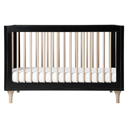 Babyletto Lolly 3-in-1 Convertible Crib with Toddler Bed Conversion Kit in Black and Washed Natural, Greenguard Gold Certified