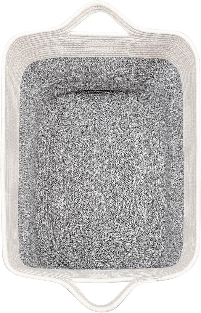 Tall Storage Bins Rectangle Basket Cotton Extra Large Toy Storage Hamper Rectangular with Handles,Decorative Blanket Laundry Basket for Living room,Dog Baskets Large Basket for Toys 2 pack