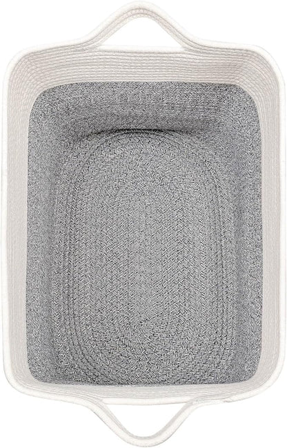 Tall Storage Bins Rectangle Basket Cotton Extra Large Toy Storage Hamper Rectangular with Handles,Decorative Blanket Laundry Basket for Living room,Dog Baskets Large Basket for Toys 2 pack