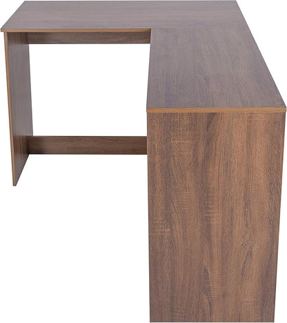 FurnitureR 47.2-Inch L-Shaped Computer Desk Home Office Study Writing Corner Gaming Table Retro Design Work Station Space-Saving for Study Room Bedroom, Walnut