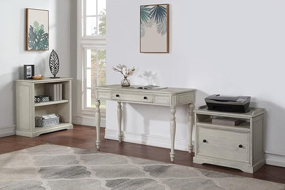 OSP Home Furnishings Country Meadows 48 Inch Writing Desk with Drawer, Antique White