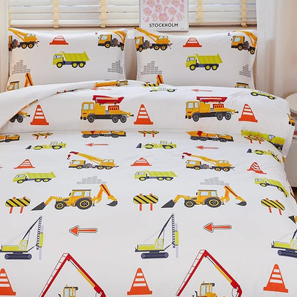 Kids Twin Comforter Set for Boys,Engineering Vehicle Comforter Set Twin,Tractor Comforter,Kids Crane Bedding Sets,Excavator Comforter with 2Pillowcases