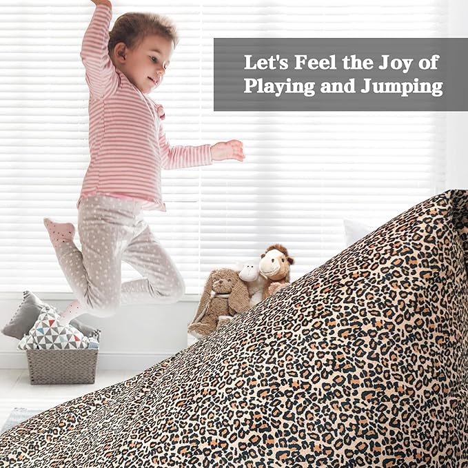 Jorbest Stuffed Animal Storage Bean Bag Chair Cover for Kids and Adults, Bean Bag Stuffed Animal Storage, Luxury Velvet Leopard Print Bean Bag Covers Only without Filling, (200L/52 Gal)