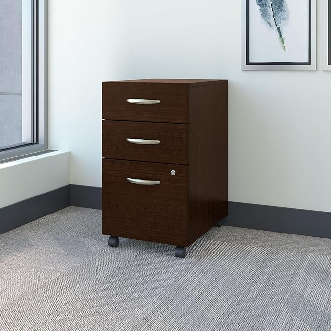 Bush Business Furniture Series C 3 Drawer Mobile File Cabinet in Mocha Cherry - Assembled