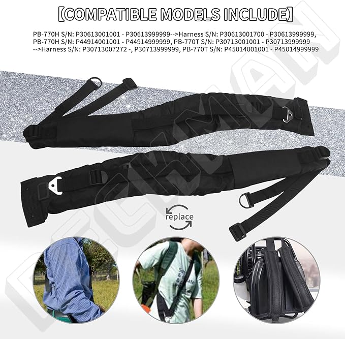 DECKMAN P021046660 P021046661 Back Pack Harness Kit Compatible with Echo P021046661 P021046660 PB-760LNH PB-770H PB-770T Backpack Blower Replace Harness Strap Kit, Includes 2 Straps Left Right