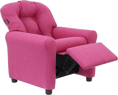 THE CREW FURNITURE Traditional Kids Recliner, Toddler Ages 1-5 Years, Home Décor Polyester Linen, Magenta