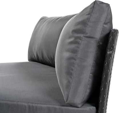 Spa Surround 3 Pieces Outdoor Patio Furniture, Weather Rattan Wicker Sectional Conversation Thick Cushions, Curved Half Moon Seating Group Sofa Set, Zp-Grey