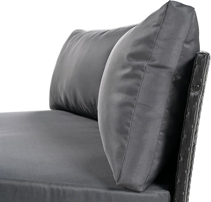Merax Patio Furniture Sets Outdoor, All Weather Half-Moon Sectional PE Rattan Sofa with Cushions, Grey