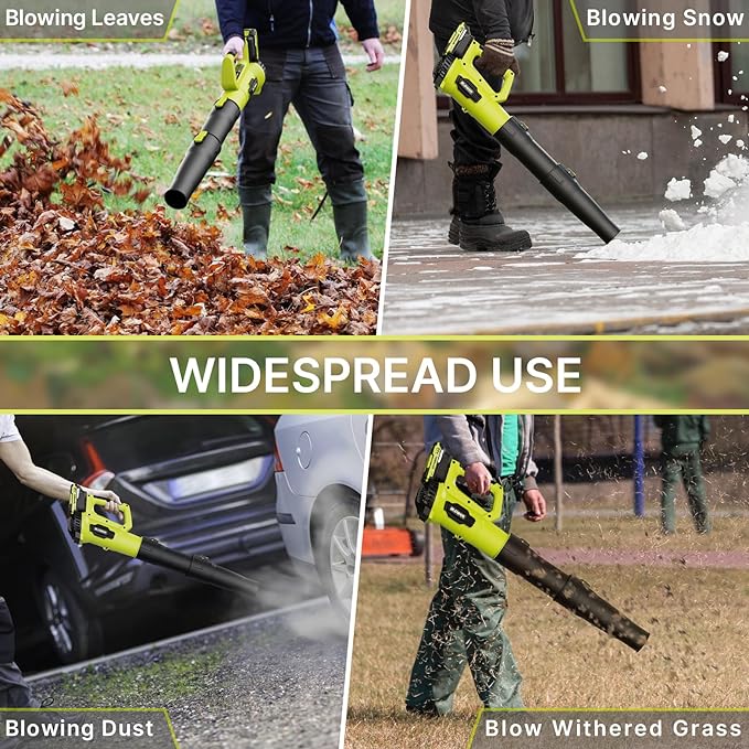 Leaf Blower, 21V Electric Cordless Leaf Blower, 2 X 2.0Ah Batteries and Charger Included, Lightweight Leaf Blower for Patio Cleaning, Lawn Care, Blowing Leaves and Dust, etc.