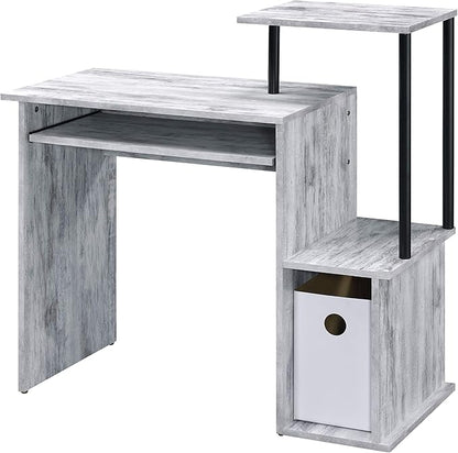 Acme Lyphre Wooden Top Computer Desk in Antique White and Black