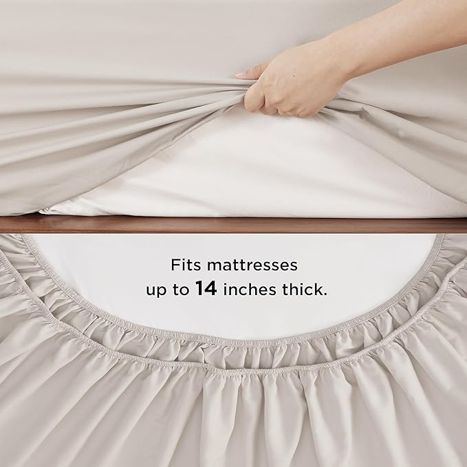 Bedsure Beige Queen Comforter Set - 7 Pieces Solid Queen Bed in a Bag, Queen Bed Set Beige with Comforters, Sheets, Pillowcases & Shams