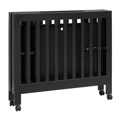 Babyletto Origami Mini Portable Folding Crib with Wheels in Black, 2 Adjustable Mattress Positions, Greenguard Gold Certified