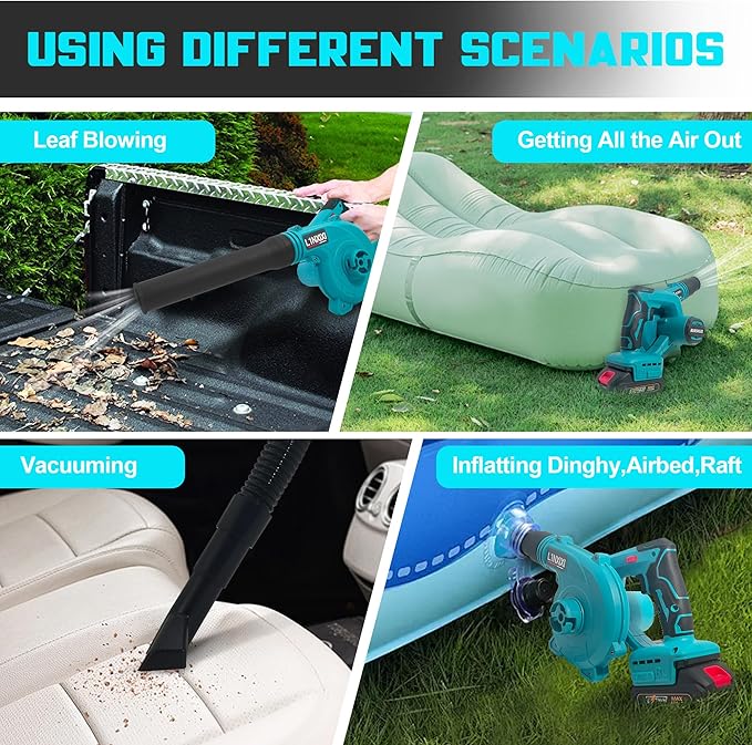 Cordless Leaf Blower for Makita 18V Battery,Electric Jobsite Air Blower with Brushless Motor,6 Variable Speed Up to 180MPH,2-in-1 Handle Electric Blower and Vacuum Cleaner(Only Tools)