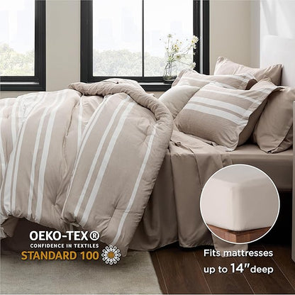 Bedsure Twin XL Comforter Set, Extra Long 5 Pieces Light Camel Twin XL Bedding Sets, All Season Dorm Room Essentials with 1 Pillow Sham, Flat Sheet, Fitted Sheet and 1 Pillowcase
