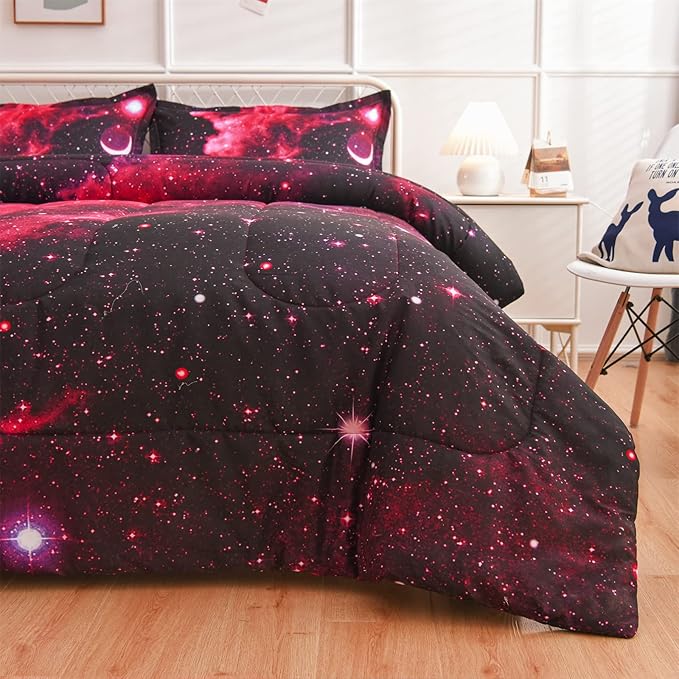 A Nice Night 3D Galaxy Blanket Comforter Bedding Sets Home Textile with Comforter Pillowcase, Queen Size