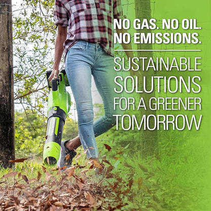 Greenworks 48V (2 x 24V) Cordless Brushless Axial Leaf Blower (140 MPH / 585 CFM / 125+ Compatible Tools), (2) 4.0Ah Batteries and Dual Port Rapid Charger Included