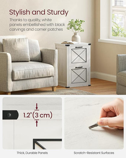 VASAGLE File Cabinet, Filing Cabinet with 2 Drawers, Printer Stand, Fit A4, Letter Size, Hanging File Folders, Modern Farmhouse Style, for Home Office, Study, Rustic White UOFC048T73