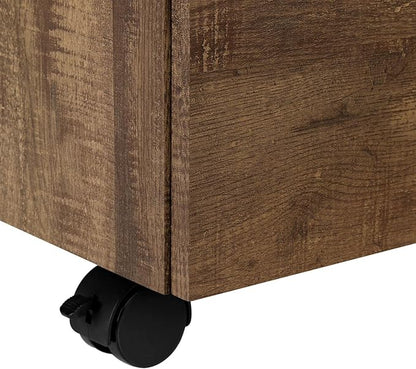 Monarch Specialties 7400, Rolling Mobile, Storage, Printer Stand, Office, Work, Laminate, Brown, Contemporary, Modern Filing Cabinet-3 Drawer Reclaimed Wood/Castors, 18.25" L x 17.75" W x 25.25" H