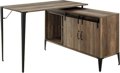 NicBex Laik-DW-00068-DX Desks, 48" W x 48" D x 31" H, Rustic Oak+Black