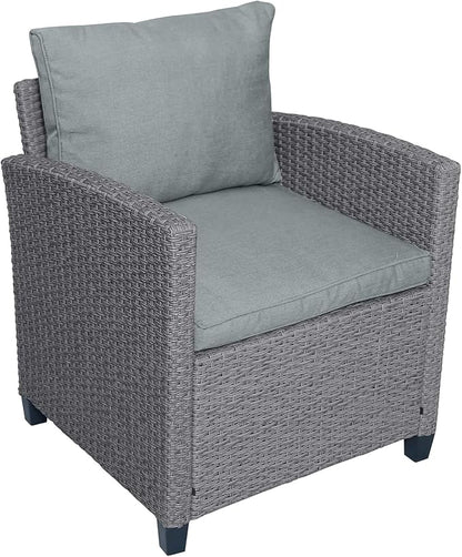 Outdoor Rattan Sectional Sofa with Dining Table, Chairs and Stools for Garden Backyard, 6-Piece Patio Furniture Set All-Weather Wicker Conversation Couch, Onesize, Gray