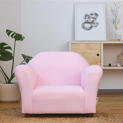 KEET Roundy Kid's Chair, Gingham Chair Only, Pink