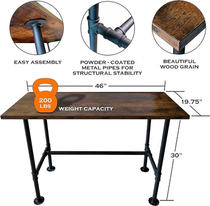 Industrial Pipe Desk Work From Home Set Up, Rustic Industrial Desk Home, Rustic Pipe Table With Industrial Pipe Desk Industrial Computer Desk Workstation Metal Industrial Desk Style Modern Study Desk