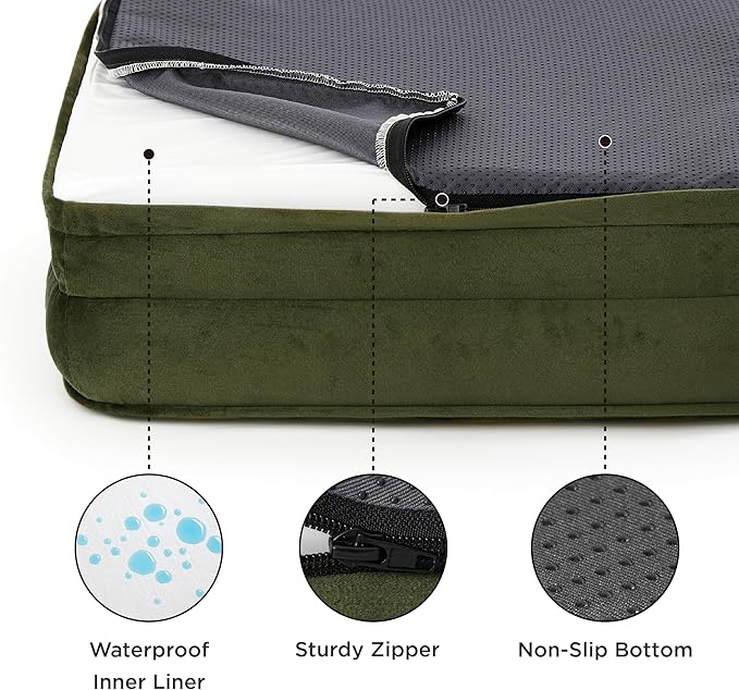 Bedsure Orthopedic Dog Bed for Medium Dogs - Waterproof Dog Sofa Beds Medium, Supportive Foam Pet Couch Bed with Removable Washable Cover, Waterproof Lining and Nonskid Bottom, Winter Moss