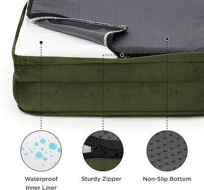 Bedsure Orthopedic Dog Bed for Medium Dogs - Waterproof Dog Sofa Beds Medium, Supportive Foam Pet Couch Bed with Removable Washable Cover, Waterproof Lining and Nonskid Bottom, Winter Moss