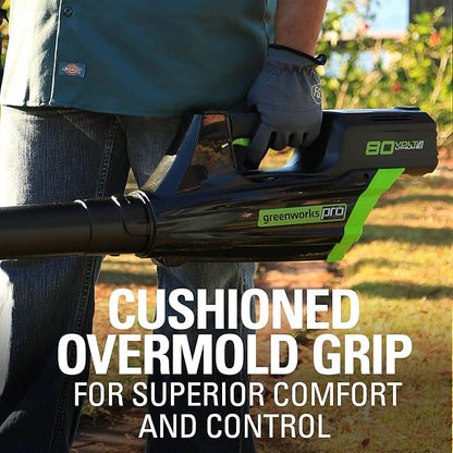 Greenworks 80V (125 MPH / 500 CFM / 75+ Compatible Tools) Cordless Axial Leaf Blower, 2.0Ah Battery and Charger Included