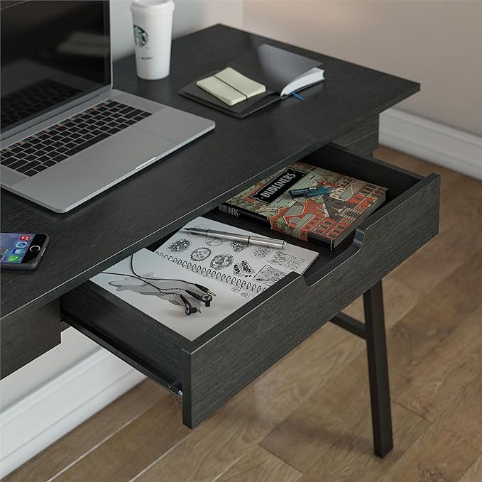 Ameriwood Home Oxford Computer Desk with Drawer, Black Oak