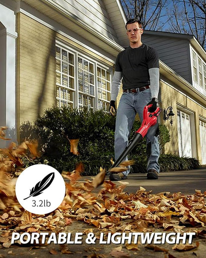 AVID POWER Cordless Leaf Blower, 20V Battery Powered Leaf Blower with 2.0Ah Battery and Charger, 140 MPH 155 CFM Electric Leaf Blower Light Duty for Lawn Care