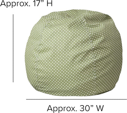 Flash Furniture Dillon Small Bean Bag Chair for Kids and Teens, Foam-Filled Beanbag Chair with Machine Washable Cover, Green Polka Dot