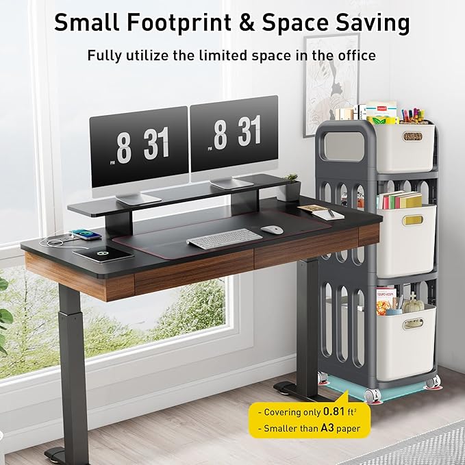File Cabinet, Easy Assembled Mobile Filing Cabinets with Wheels, 3 Drawer Rolling Cart for Home Office Legal/Letter/A4 Size File