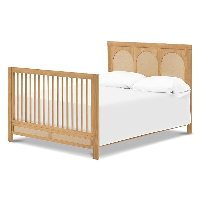 Namesake Eloise 4-in-1 Convertible Crib in Honey and Performance Sand Eco-Weave, GREENGUARD Gold Certified