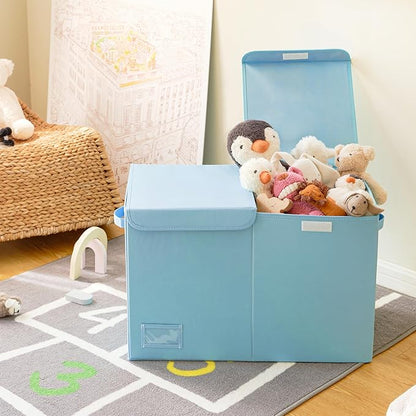 GRANNY SAYS Toy Chest with Lids, Foldable Toy Storage Organizer with Handles, Stuffed Animal Storage for Nursery Room Playroom, Living Room, Large Toy Box for Boys and Girls, Light Blue