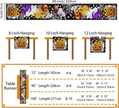Halloween Table Runner 90 Inches Long Pumpkin Black Cat Halloween Table Runners Happy Halloween Boo Ghost Theme Decor for Kitchen Dining Table Home Party Decorations