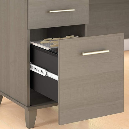 Bush Furniture Somerset 72W Office Desk with Drawers and Hutch in Ash Gray