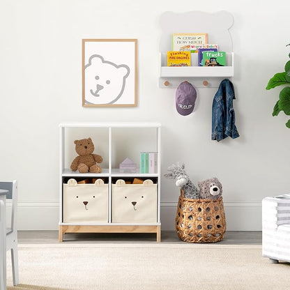 Delta Children babyGap Graham 4-in-1 Convertible Crib with Storage Drawer + Brannan Bear Bookcase with Bins + Brannan Bear Wall Shelf with 4 Hooks, Bianca White (Bundle)