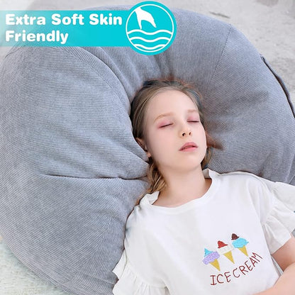 Stuffed Animal Storage Bean Bag Chair Cover (No Filler) for Kids and Adults.Soft Premium Corduroy Stuffable Beanbags for Organizing Children Plush Toys or Memory Foam Small 100L (Grey)