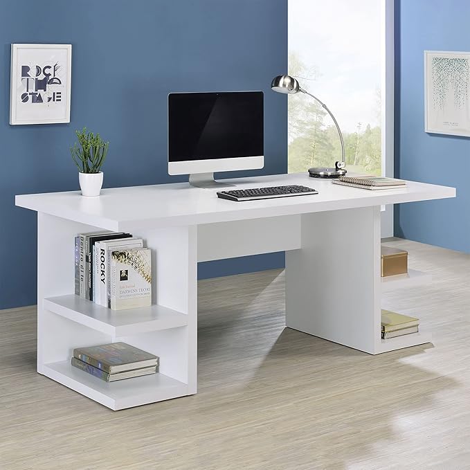 Coaster Home Furnishings Alice Writing Desk White with Open Shelves