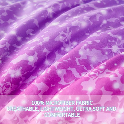 RYNGHIPY 6Pcs Sparkle Gradient Glitter Comforter Sets, Ombre Indigo Pink Gradient Bedding Set for Boys Girls, Rainbow Bed in A Bag Full Size