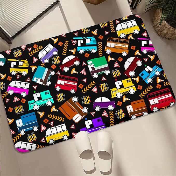 Car Rug Play Mat Kids Rugs for Playroom Car Rug for Boys Room Kids Mat Construction Play Mat Car Play Rug Car Carpet for Kids Carpet for Bedroom Truck Rugs for Boys Room,Black 2'×3'