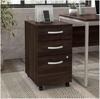 Bush Business Furniture HYF216BWSU-Z Hybrid 3-Drawer Mobile File Cabinet, Letter/Legal, Black Walnut, 20-Inch