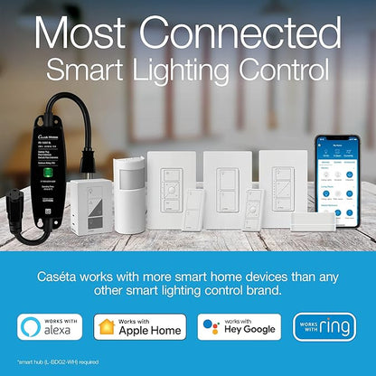 Lutron PD-OSENS-WH Caseta Smart Lighting Auto On and Off Motion Sensor, for Dimmers, Switches, and Fans Controls, No Wires Required, White