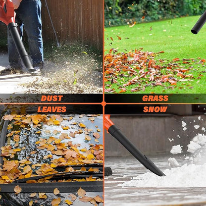 SOYUS Leaf Blower, 20V Leaf Blower Cordless with 2x2.0Ah Battery and Charger, 150 MPH Electric Leaf Blower with Two-Speed Mode, Blowers for Lawn Care, Debris Dust Cleaning(Orange)