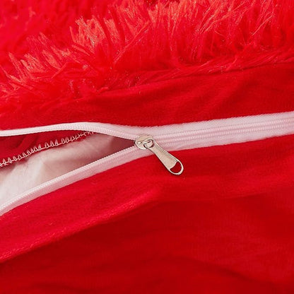 FOPPA Red fluffy Comforter Cover Set king- Ultra Soft fluffy Red Bedding Sets 3 Pieces (1 Duvet Cover + 2 Pillow case) pink fluffy bed set (Red, King)