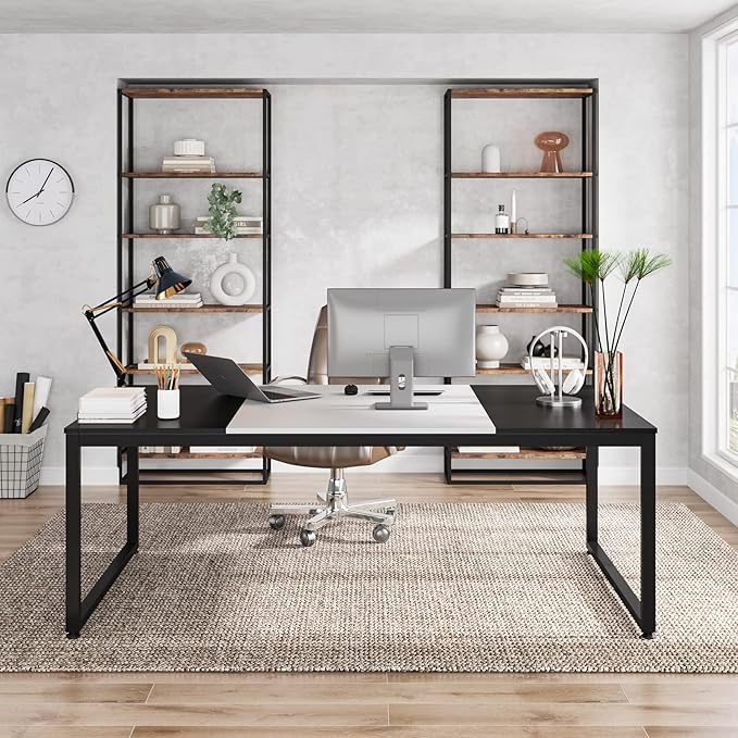 70.8 Inch Executive Desk, Large Computer Office Desk, Modern Simple Business Study Writing Table for Home Office