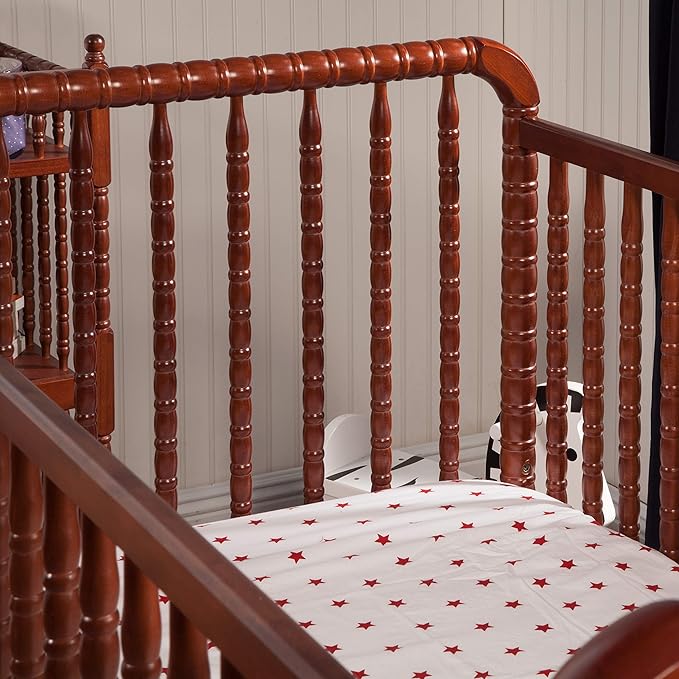 DaVinci Jenny Lind 3-in-1 Convertible Crib in Rich Cherry, Removable Wheels, Greenguard Gold Certified