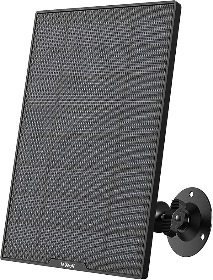 ieGeek Solar Panel for Wireless Outdoor Security Camera, Compatible with DC 5V Rechargeable Battery Powered Surveillance Cam,5V 1A 3W Type C Port, 9.5ft Cable, Adjustable Mounting Bracket(No Camera)