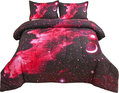 A Nice Night 3D Galaxy Blanket Comforter Bedding Sets Home Textile with Comforter Pillowcase, Queen Size